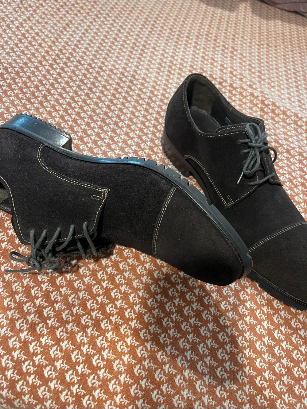 Cole Haan Dark Brown Suede Cap-Toe Derby Shoes